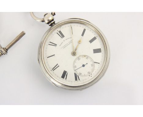 A Ward and March Victorian silver open faced pocket watch, the white enamel dial with roman numerals and subsidiary dial to 6