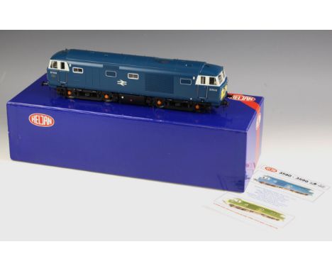 A Heljan 'O' gauge 3581 electrically powered model railway locomotive, 'D7040 BR Blue', 36cm long, in original box (untested)