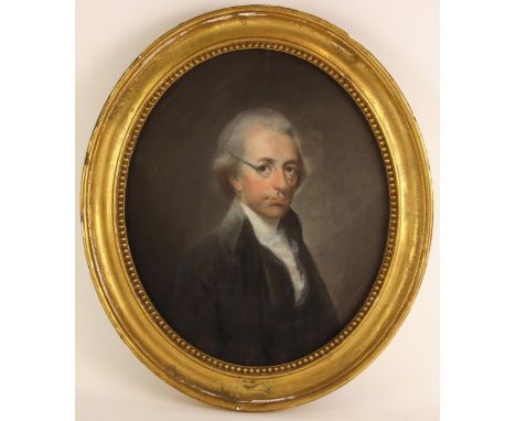 English school (19th century),An oval half length portrait of the Reverend Lewis Owen,Pastel on laid paper,Unsigned, inscribe