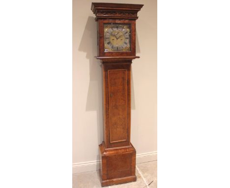 A George III yew cased eight day longcase clock, signed Joseph Saere, London, the flat top hood with a moulded cornice, blind