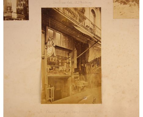 Isaiah West Taber (American, 1830-1912), an albumen print depicting a shopfront in Chinatown, San Francisco, 19.5cm x 12cm, m