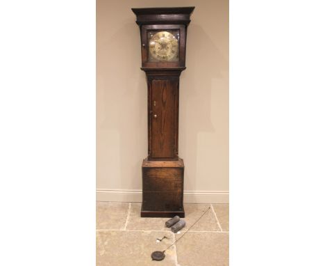 A George III oak cased eight day longcase clock, signed William Marston, Salop, the flat top hood with moulded cornice over t