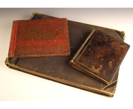 A large format photograph album, late 19th/early 20th century, depicting topographical, historical, and societal scenes from 