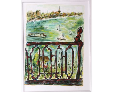  AR Bob Dylan (born 1941) "Vista from balcony" giclee print, signed and numbered 112/295 in pencil to lower margin, 76 x 55cm