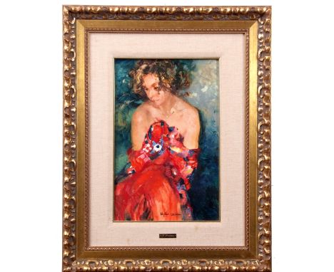  AR Nydia Lozano (20th century)  Portrait of a young lady oil on board, signed lower centre, 39 x 25cm