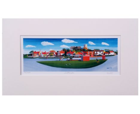  AR Brian Lewis (born 1947)  "Salthouse", "Greshams", "Mill Wedding" and "Fishing boats, Wells"  group of four coloured print