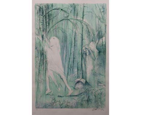 AR Arthur Boyd, (1920-1999)  "St Francis finds Gold in the Woods" coloured lithograph, signed and numbered 21/100 in pencil t