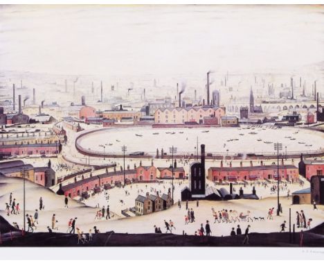 AR Laurence Stephen Lowry, RA (1887-1976)  "The Pond" coloured print with Guild blind stamp lower left, signed in pencil to l