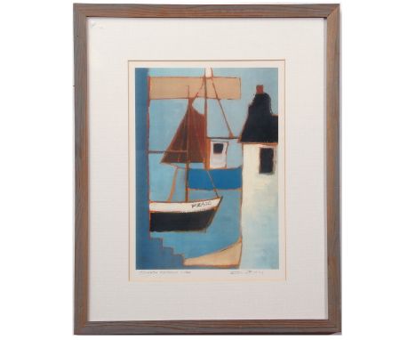  AR Barrie H Bray (1940-2015)  "Cornish Harbour"  coloured print, signed, numbered 1/20 and inscribed with title in pencil to