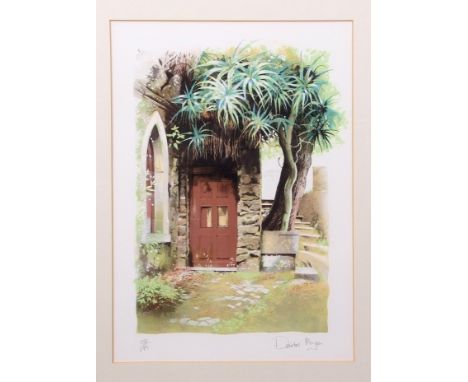 AR Dierdre Morgan (20th century)  "National Palace Sintra" coloured print, signed and numbered 158/195 in pencil to lower ma