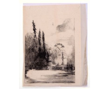  AR Ethel Gabain (1883-1950) "An Italian garden"  black and white lithograph, signed in pencil to lower margin, 21 x 16cm, un