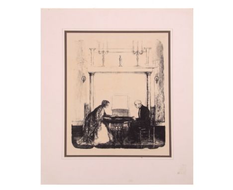  AR Ethel Gabain (1883-1950) "Notre Vielliesse" black and white lithograph, signed in pencil to lower margin, 38 x 26cm, moun