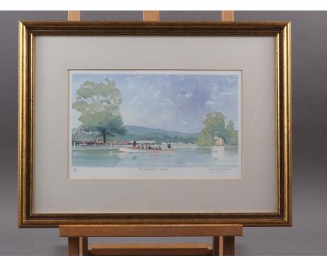 Terry McKurgan: a signed limited edition colour print, umpires launch, a 19th century colour print, view of the Bay of Naples
