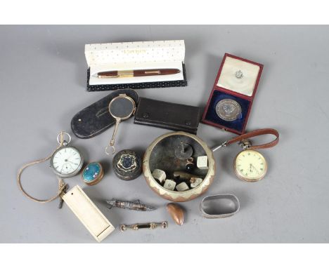 A silver plated Henley Regatta Town Challenge Cup Prize medal, in case, a silver napkin ring, mixed coinage, a gold plated po