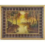 Herbstliche Flusslandschaft monogrammiert H