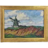 E.O.Schanze (19./20.Jh) Expressive Landschaft mit Windmühle, 1922