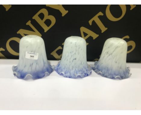 Set of 3 Victorian blue and white light shades
