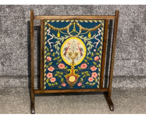 Antique Mahogany framed tapestry fire screen