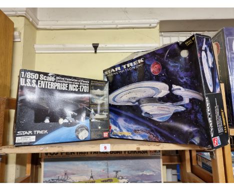 Star Trek:&nbsp;U.S.S. Enterprise, two unmade boxed scale models, one by Bandai. (2) 