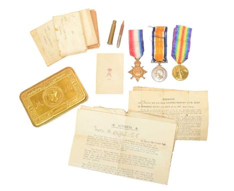 A WWI First World War medal trio awarded to one 200332 Private G.E Clifford of the Gloucester Regiment comprising his British