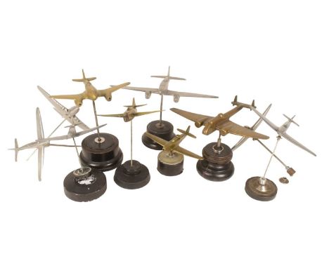 A collection of cast metal planes of First and Second World War interest including Spitfire, Douglas etc. With stands, some A