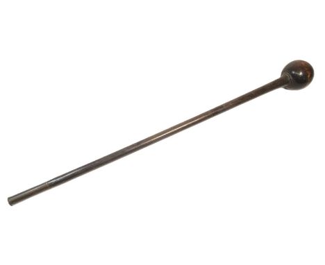 A mid 20th Century South African Zulu tribal club / Knobkerrie club. Globular shaped club head mounted to a wooden shaft with