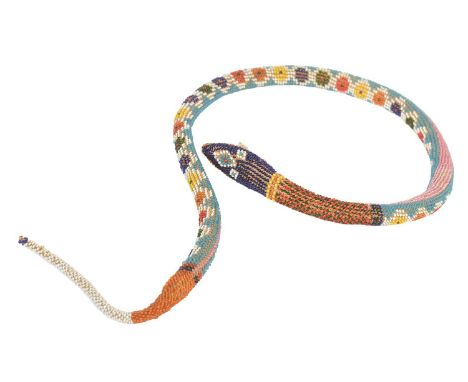 A WWI First World War Turkish POW Prisoner of War bead work snake souvenir. Snakes were considered good luck in parts of the 