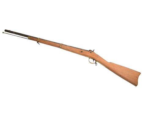 An antique 19th century Navy Arms reproduction US M1863 Harpers Ferry Pattern / Zouave percussion cap rifle. Brass furniture 