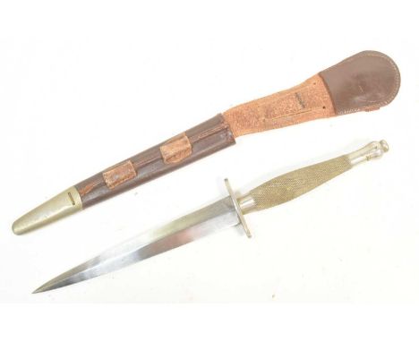 A WWII Second World War British Fairbairn Sykes 2nd Pattern Commando knife dagger. An early nickel finish, totally unmarked a