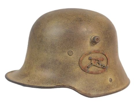 A WWI First World War Imperial German / Prussian Army Heavy Machine Gunners M16 Stahlhelm helmet. Two side lugs and ventilati