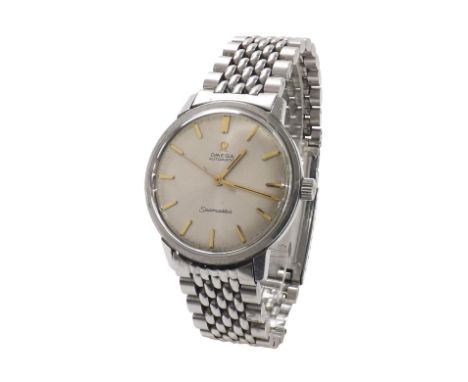 Omega Seamaster automatic stainless steel gentleman's bracelet watch, ref. 165.002, circa 1965, circular silvered dial with g