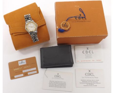 Ebel 1911 stainless steel bicolour gentleman's bracelet watch, ref. 1879O2, serial no. 74625530, 18k smooth bezel, quartz, 35