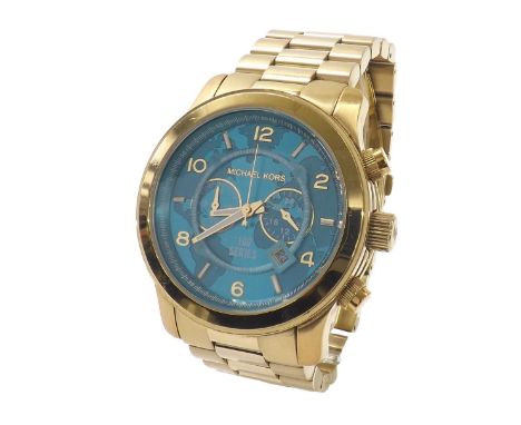 Michael Kors Hunger Stop 100 gold plated 100 Series chronograph gentleman's bracelet watch, ref. MK-8315, quartz, 45mm (J10TB