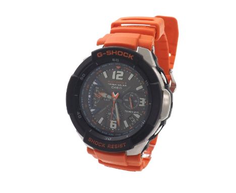 Casio G-Shock Tough Solar chronograph gentleman's wristwatch, ref. 5121, orange rubber band, 50mm (HX6XC4) - Condition Report