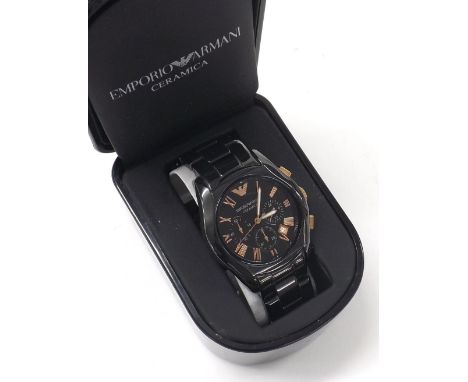 Emporio Armani Ceramica chronograph bracelet watch, ref. AR-1410, quartz, 43mm (6HNA5K) - *Emporio Armani box - Condition Rep