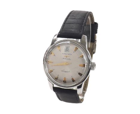 Longines Heritage Conquest automatic stainless steel gentleman's wristwatch, ref. L1.611.4, the silvered dial with date apert