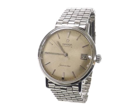 Omega Seamaster automatic stainless steel gentleman's bracelet watch, circa 1960s, the silvered dial with baton markers, swee