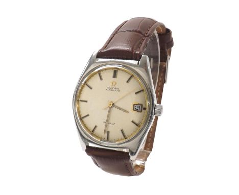 Omega De Ville automatic stainless steel gentleman's wristwatch, ref. 166 041, circa 1968, circular silvered dial with baton 