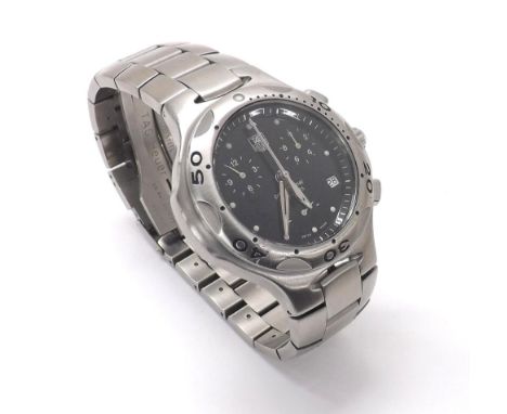 Tag Heuer Kirium chronograph stainless steel gentleman's bracelet watch, ref. CL1110-0, black dial, Tag Heuer bracelet, quart