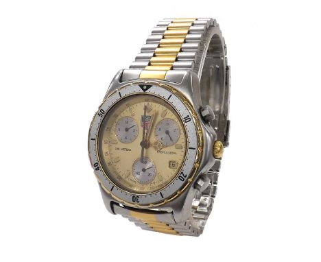 Tag Heuer 2000 Series 1/10th chronograph bicolour gentleman's bracelet watch, ref. CE1121, quartz, 40mm (CUFL8R) - Condition 