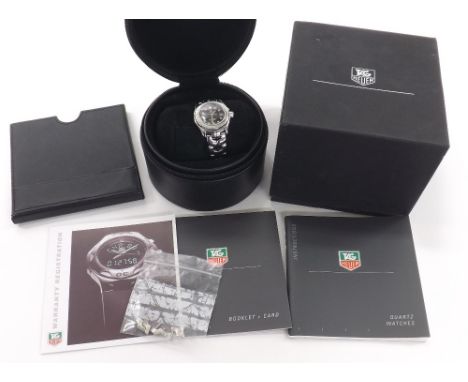 Tag Heuer Link diamond set stainless steel lady's bracelet watch, ref. WT1417, rotating bezel, the black dial with diamond se