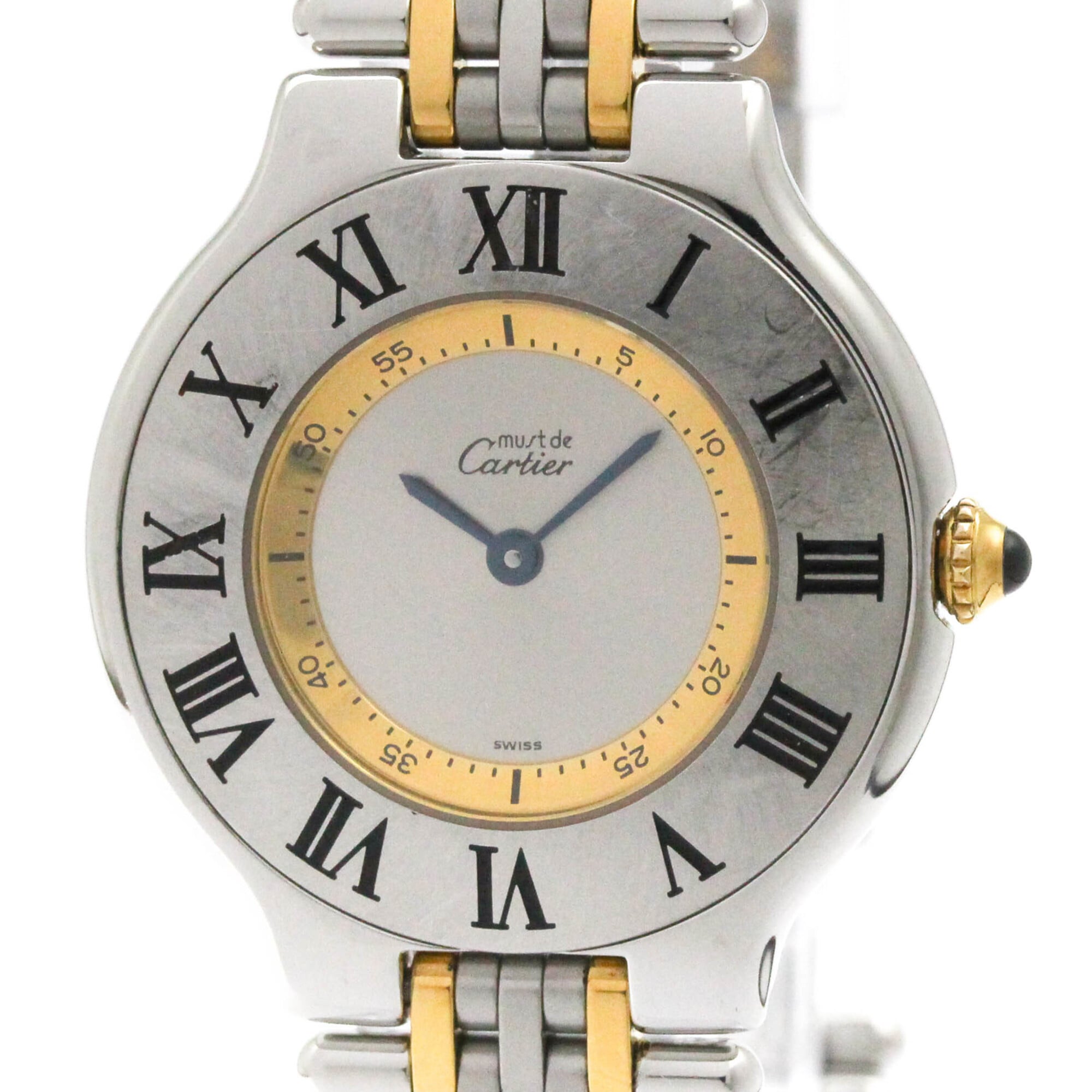 CARTIER Must 21 Gold Plated Steel Quartz Unisex Watch W10074F4 Polished