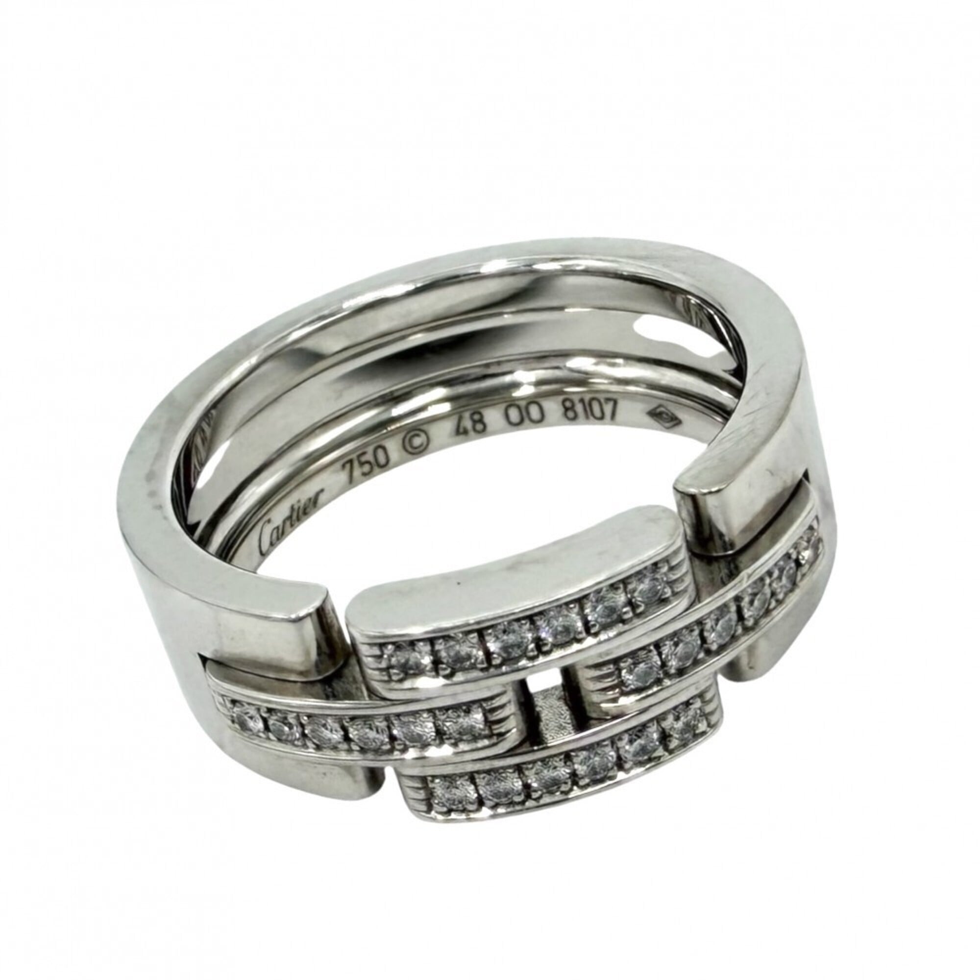 Cartier women\'s ring, Maillon Panthère, 18k white gold (WG750), size 48, silver, with diamonds, app
