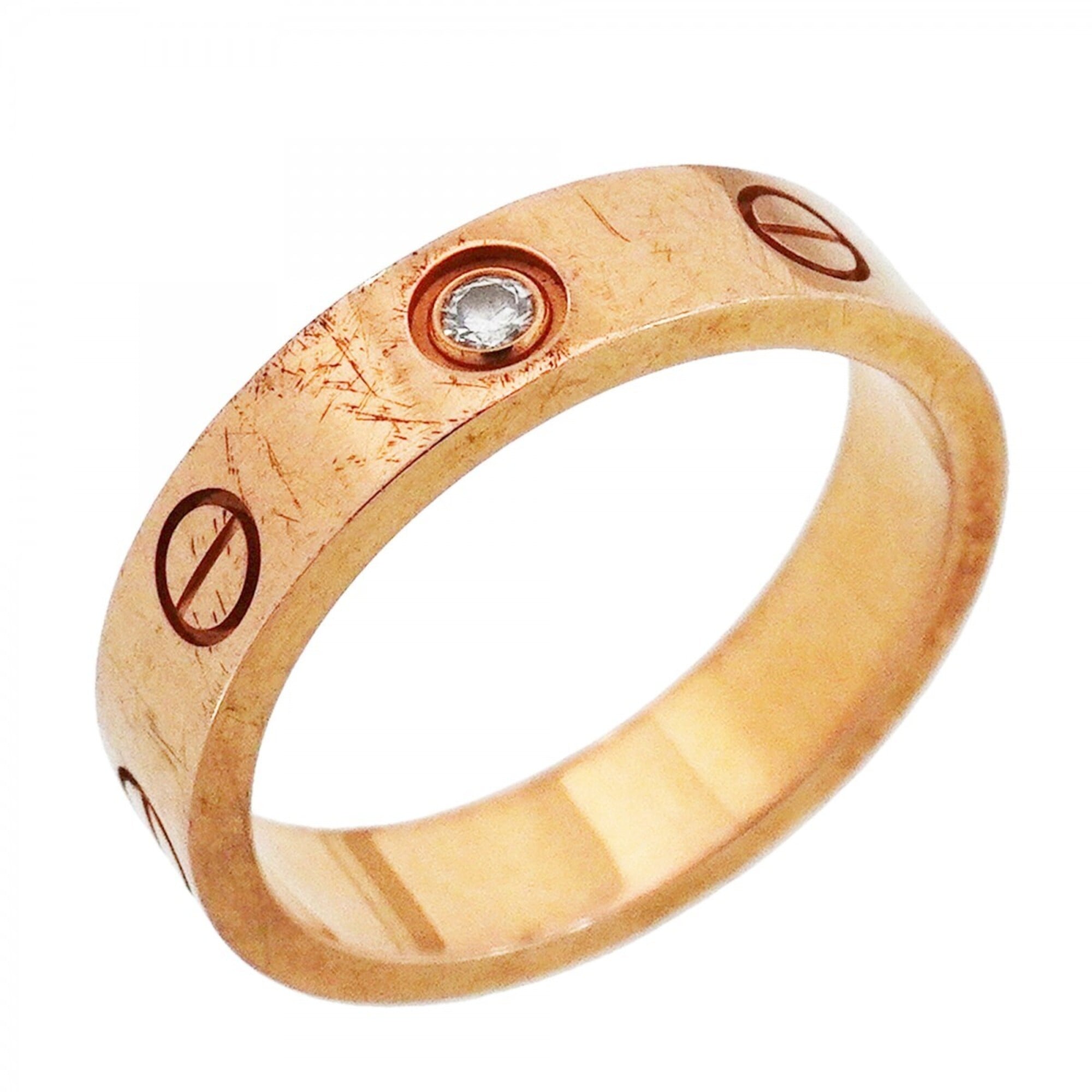 Cartier Mini Love Ring, 1PD, 18KPG Pink Gold, Diamond, Size 49, Women\'s