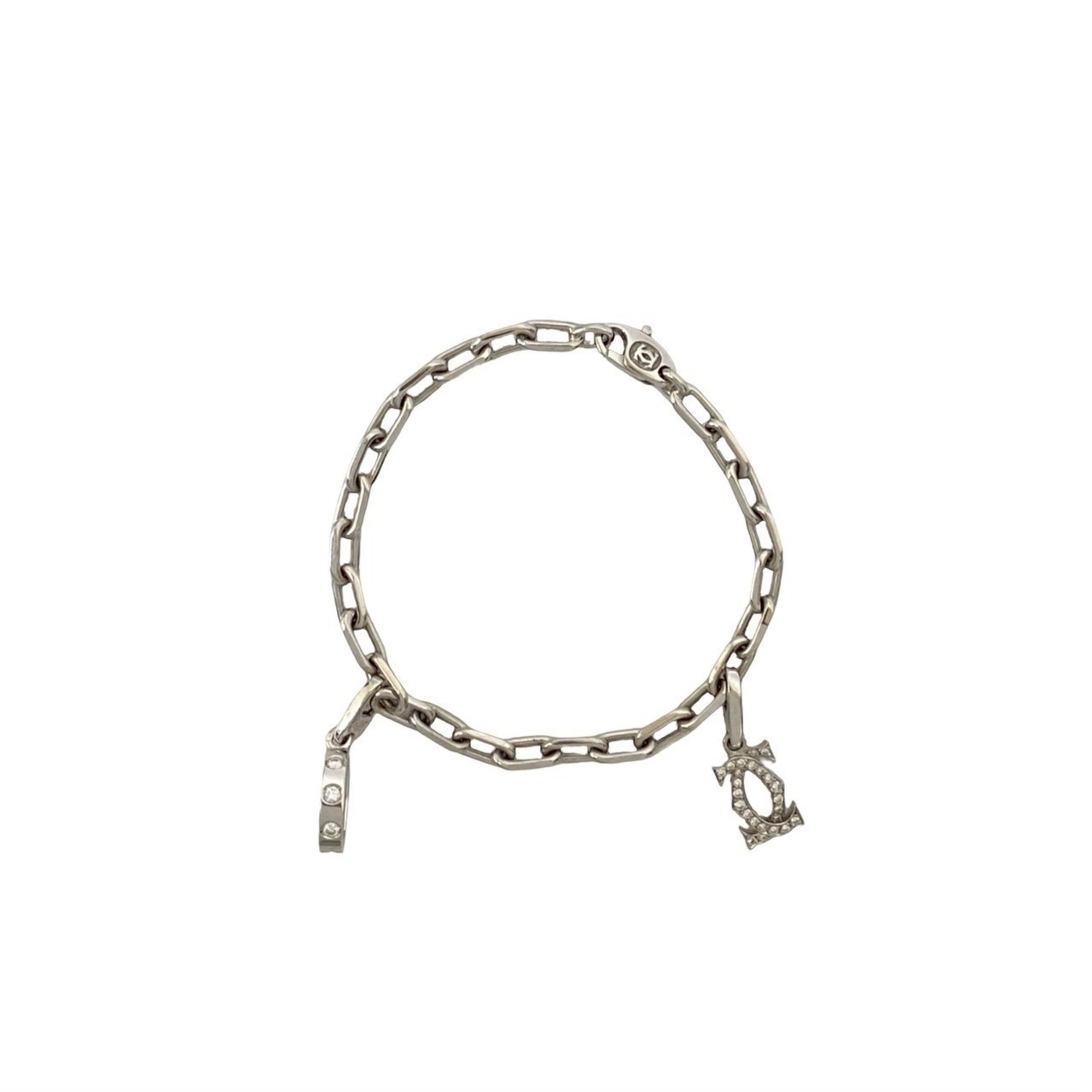 CARTIER Spartacus Bracelet 750 18K Diamond White Gold Chain C2 Love Charm (Set of 2) 33982
