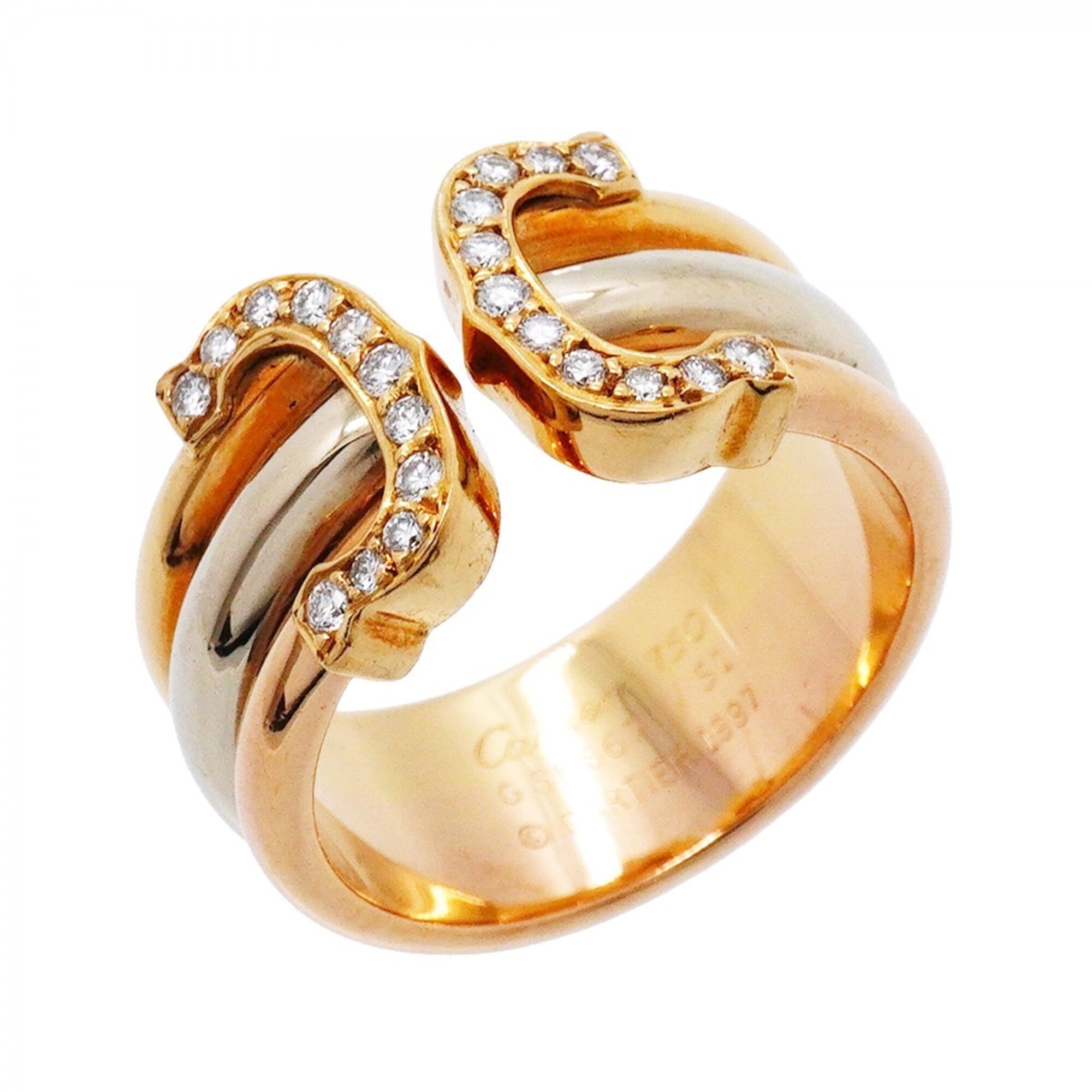 Cartier Ring 2C 18K Yellow Gold (KYG), White (18KWG), Pink (18KPG), Diamond, Size #51, Ladies\'