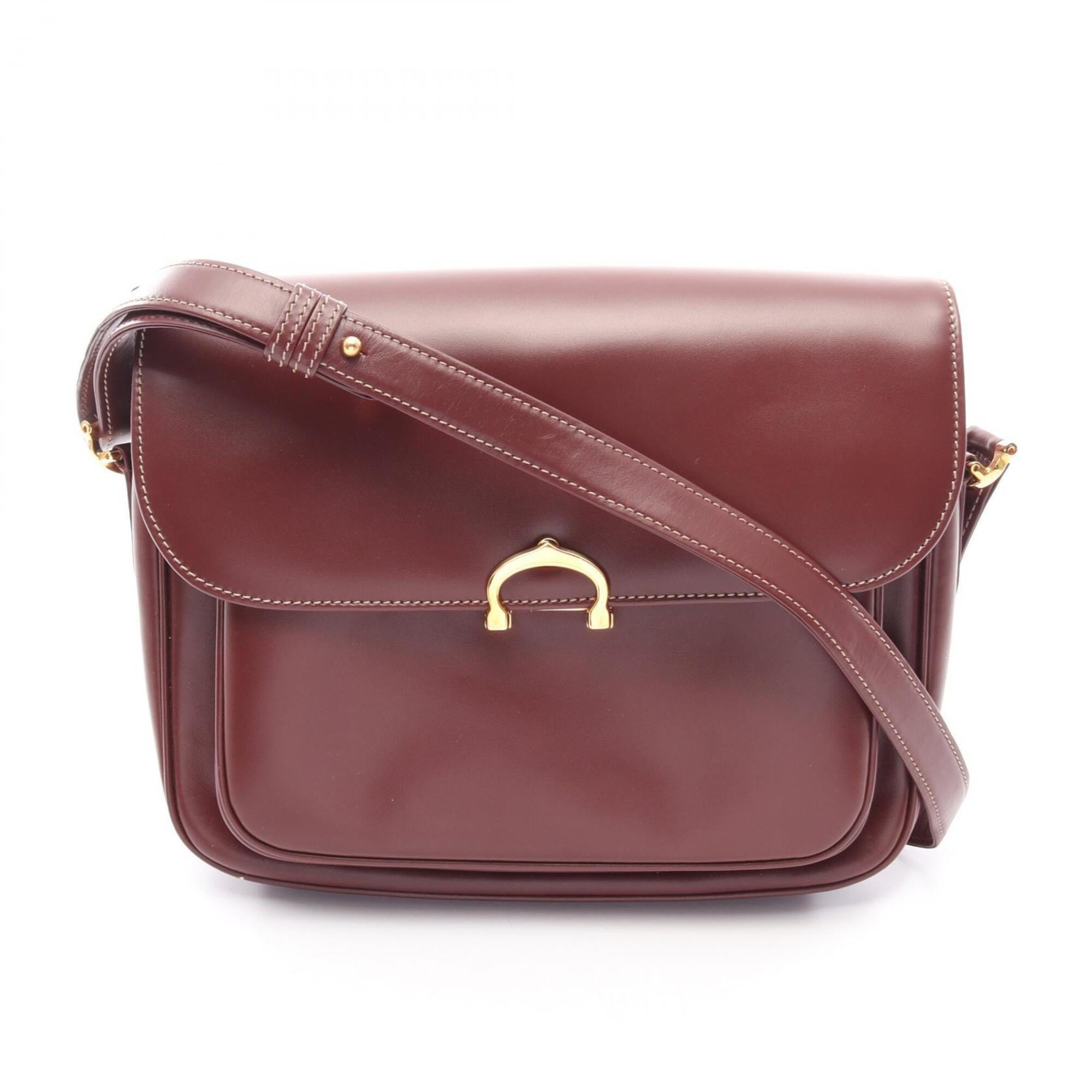 Cartier Must Line Shoulder Bag/Handbag, Leather, Women\'s, Bordeaux (Burgundy)