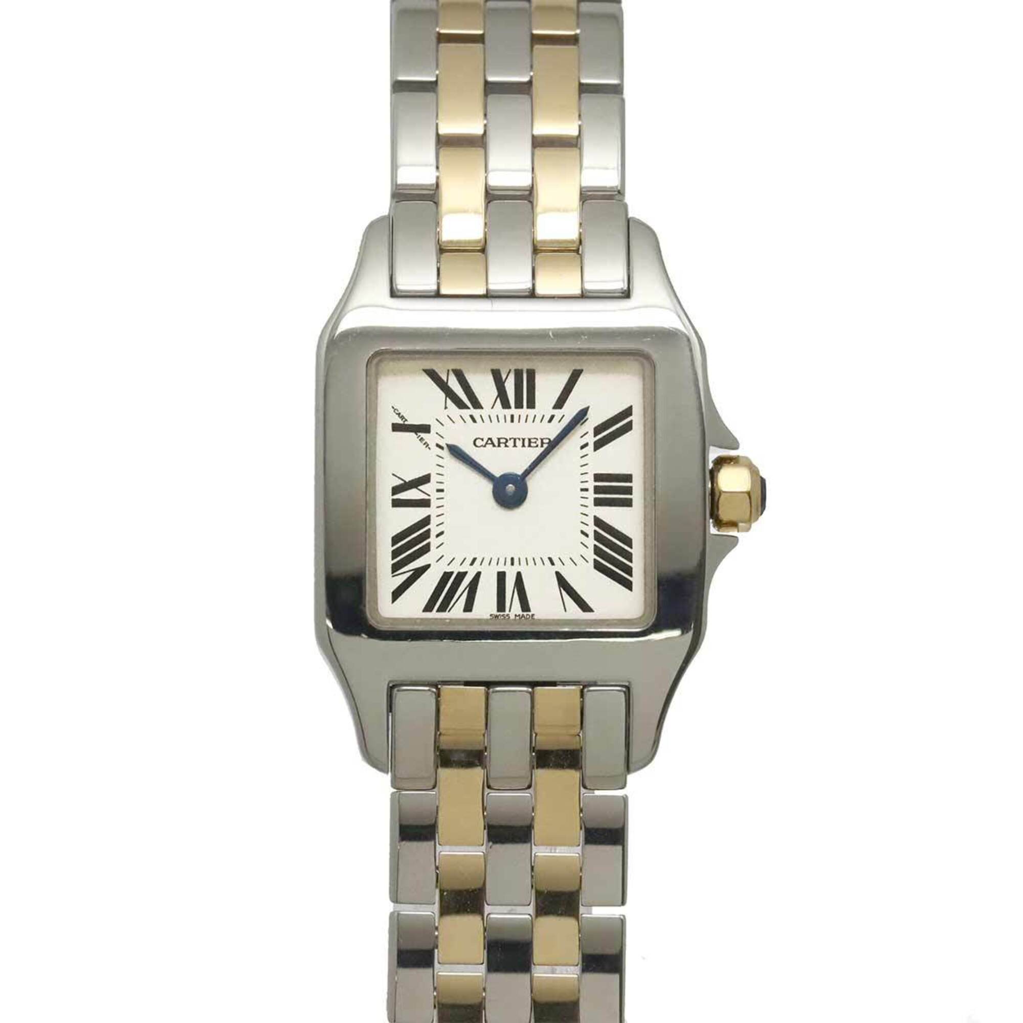 Cartier Santos Demoiselle SM Two-Tone W25066Z6 Women\'s Watch Ivory YG Yellow Gold Quartz