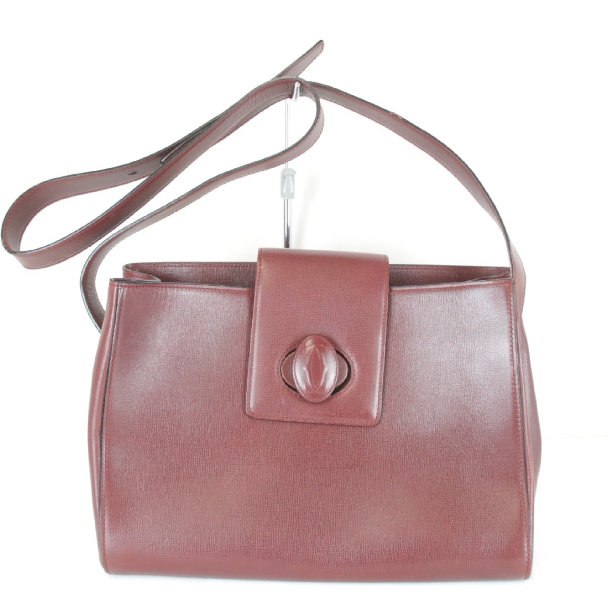 CARTIER Cartier Must Line Turnlock Shoulder Bag Leather Wine Red Women\'s