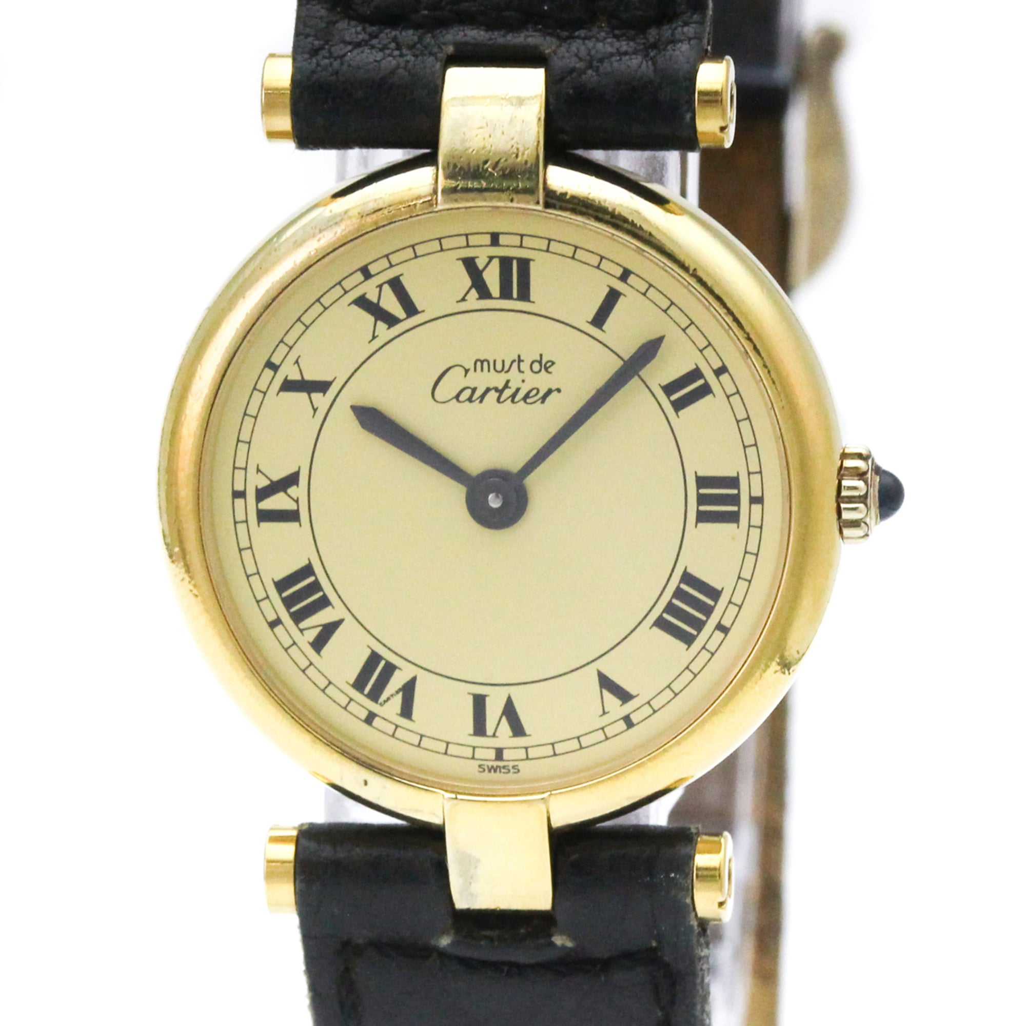 CARTIER Must Vendome Vermeil Gold Plated Quartz Ladies Watch 590004
